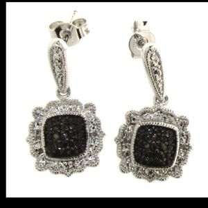 Elegant Black  & White Diamond Earrings